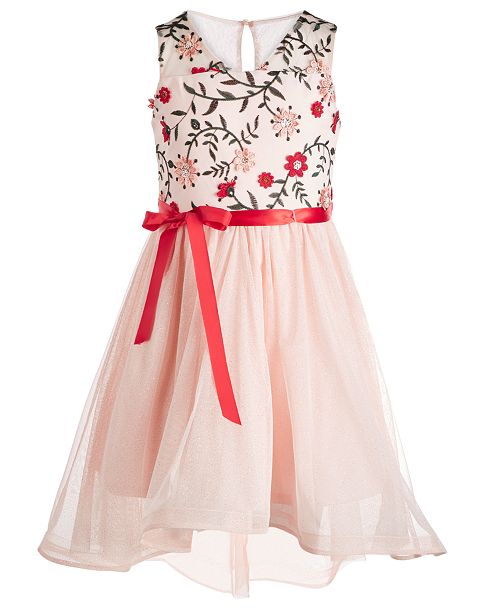 Sequin Hearts Big Girls Plus Size Embroidered High Low Dress