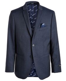 Big Boys Classic-Fit Stretch Navy Blue Neat Suit Jacket 