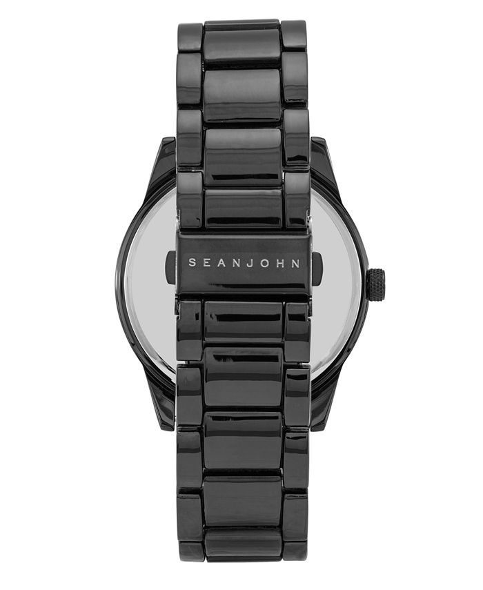 Sean John Men's Dress Sport 3 Hands Black Base Metal Bracelet Watch ...