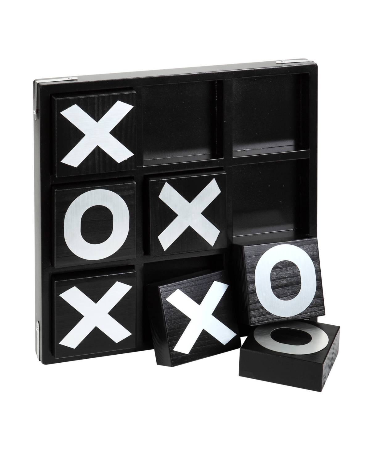 Hathaway Kids' Vintage Wooden Tic Tac Toe Set With Board, 9 Pieces In Black