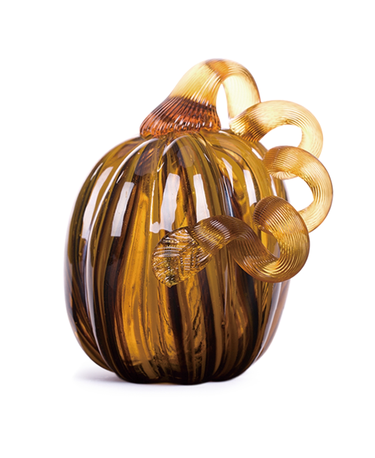 Glitzhome Striped Glass Pumpkin In Multi