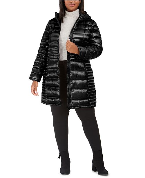 Calvin Klein Plus Size Hooded Packable Puffer Coat Created For