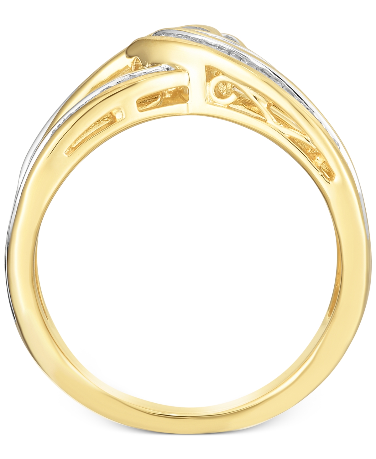 Diamond Baguette Interwoven Statement Ring (1 ct. t.w.) in Rose Gold-Plated Sterling Silver (Also available in Gold-Plated Silver) -Silve
