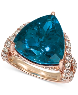 image of Le Vian Deep Sea Blue Topaz (9 ct. t.w.) & Nude Diamonds (1-3/4 ct. t.w.) Ring in 14k Rose Gold