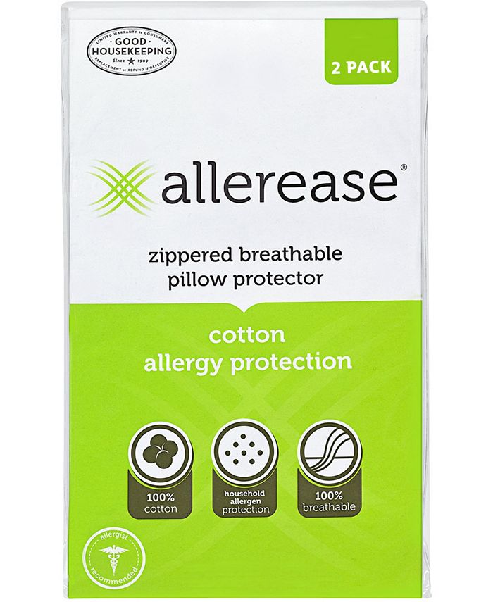 AllerEase Cotton Allergy Protection Pillow Protector Standard 2 Pack