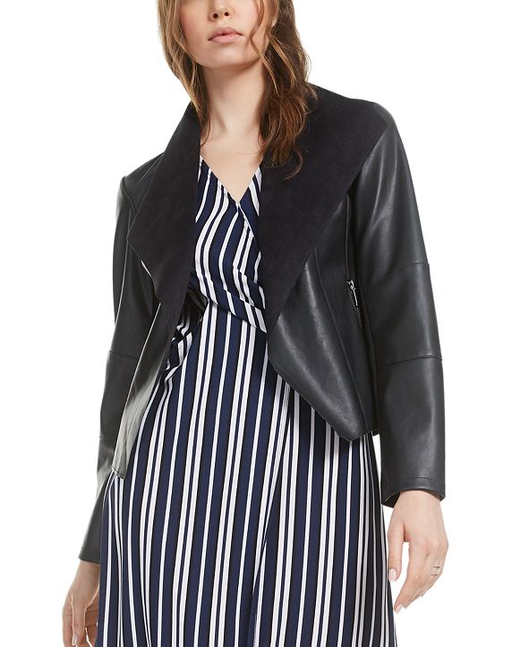 Bar III Flyaway Faux-Leather Jacket, Created for Macy's ...