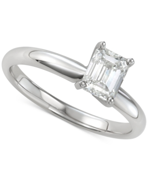 image of Diamond Emerald-Cut Solitaire Engagement Ring (1 ct. t.w.) in 14k White Gold
