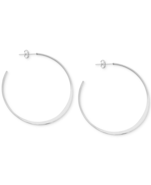 image of Essentials Fine Silver Plated Flattened C-Hoop Earrings
