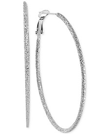Textured Omega Hoop in Silver Plate Earrings