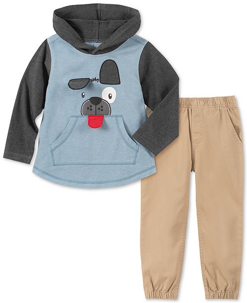 Baby Boys 2 Pc Dog Hoodie Twill Jogger Pants Set