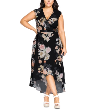 City Chic Trendy Plus Size High-low Maxi Wrap Dress In Mid ...