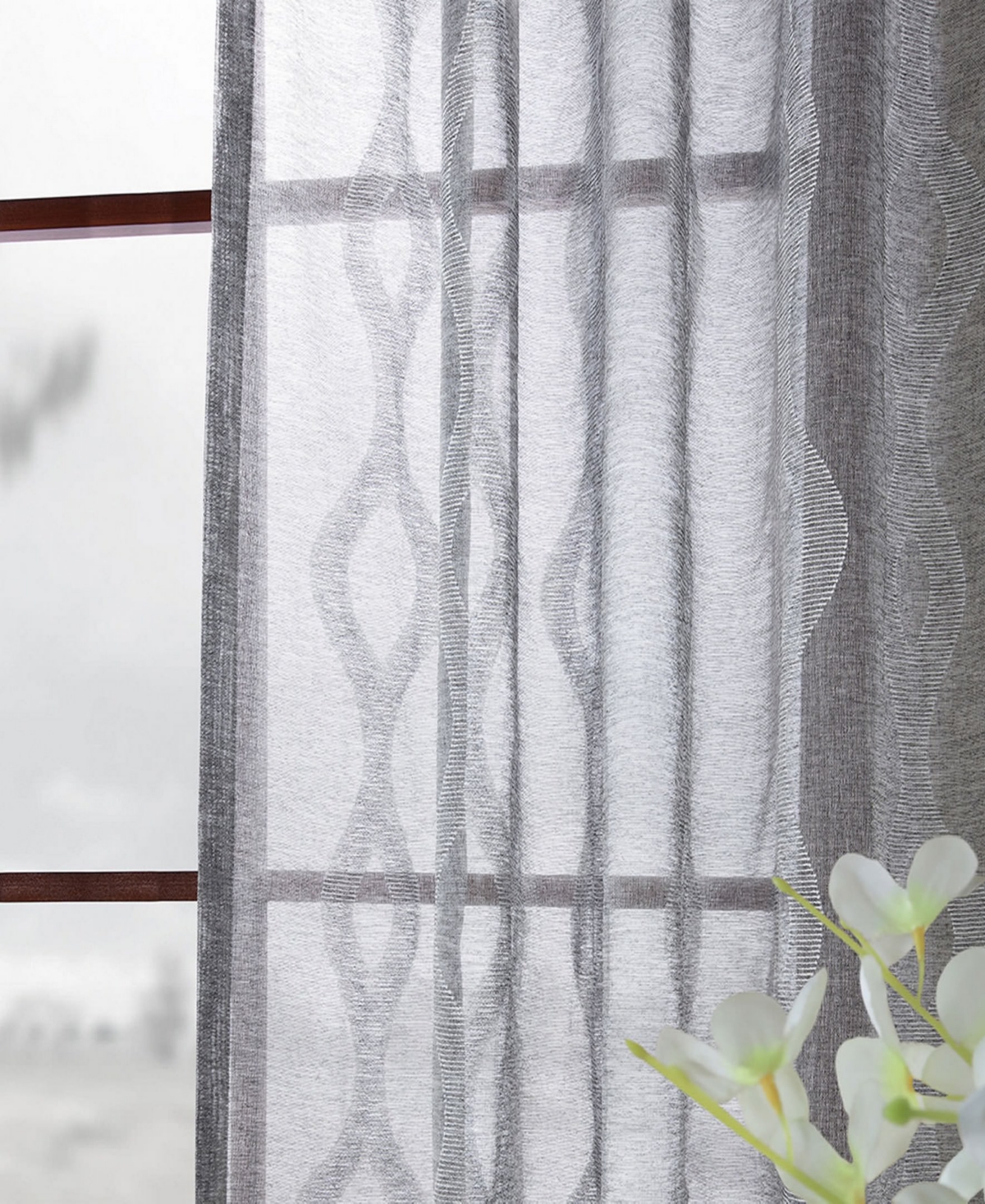 Half Price Drapes Vega Striped Patterned Faux Linen Sheer Curtain