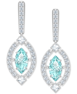 image of Swarovski Silver-Tone Cubic Zirconia Marquise Drop Earrings