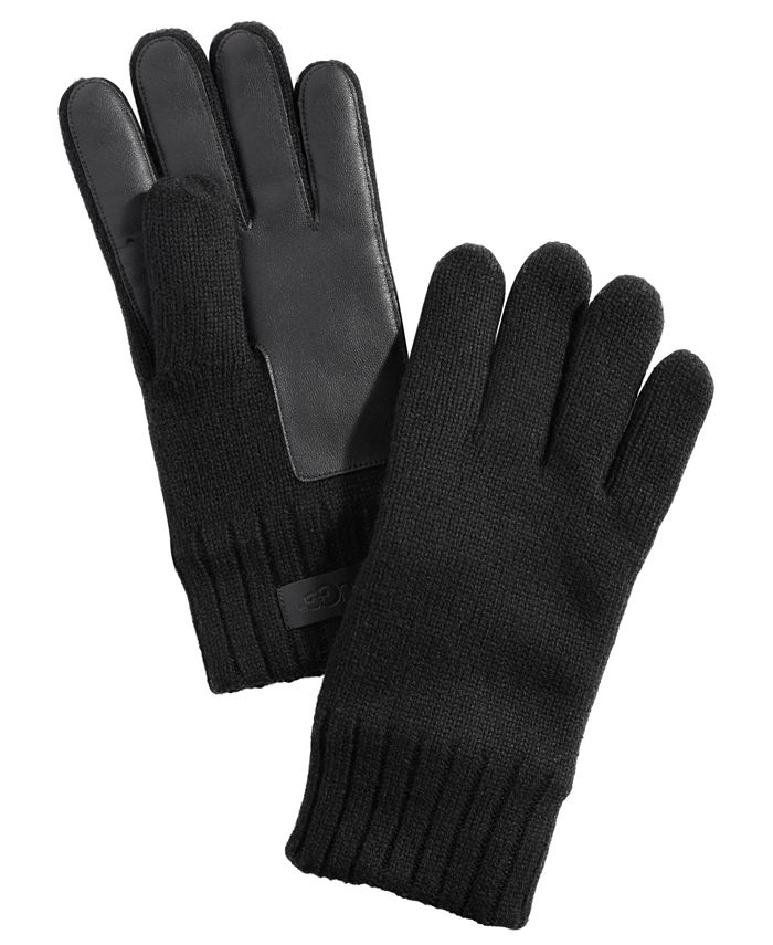 UGG® Men's Knit Leather-Patch Tech Gloves - Macy's