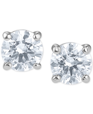 image of Swarovski Silver-Tone Cubic Zirconia Stud Earrings