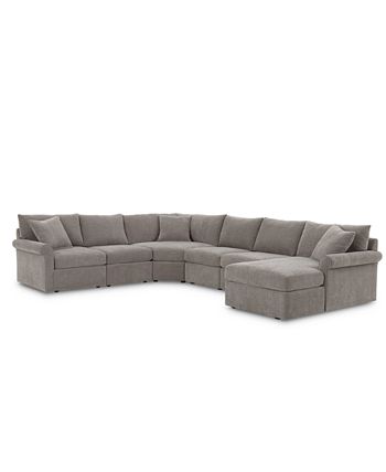 Furniture - Wedport 6-Pc. Fabric Modular Chaise Sectional Sofa with Wedge Corner Piece