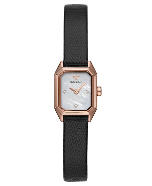 Emporio Armani Women S Black Leather Strap Watch 17x19mm Reviews All Fine Jewelry Jewelry Watches Macy S