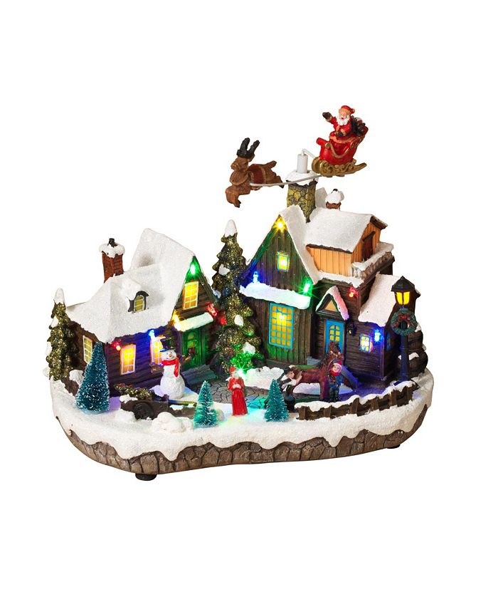 Sterling Lighted Holiday Village Scene with Seasonal Accents and Moving ...