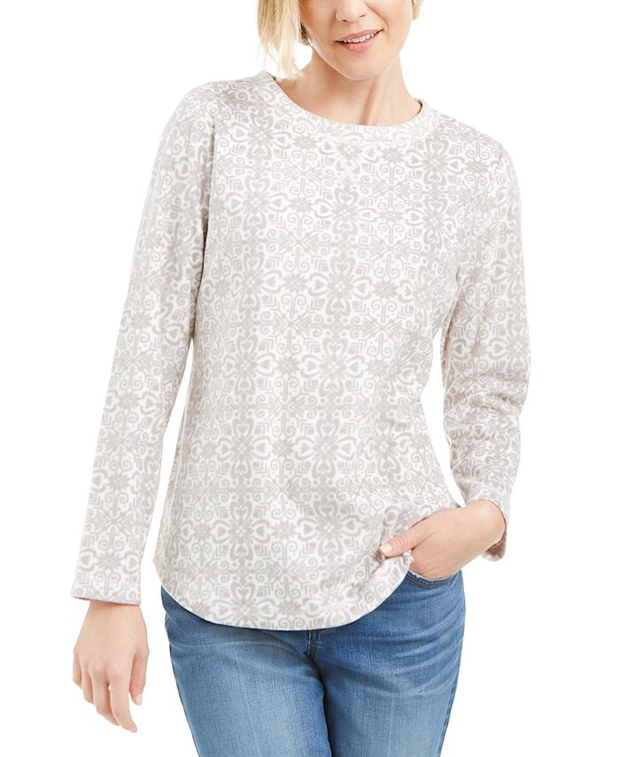 Karen Scott Women's Sport Space Dye Microfleece Top Blue Size X-Small
