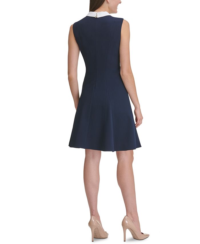 Tommy Hilfiger Crepe-Collar Fit & Flare Dress - Macy's