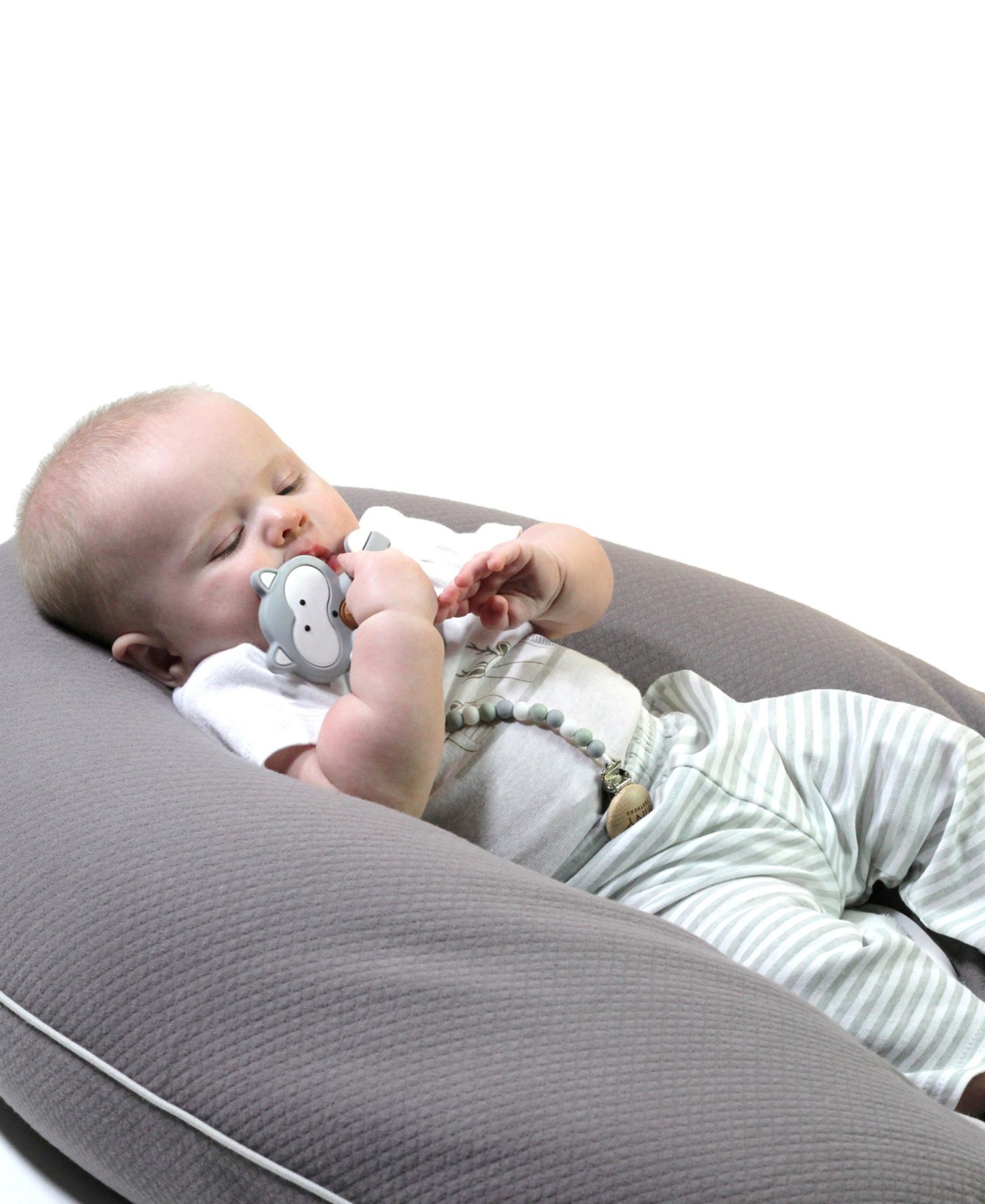 3 Stories Trading Tiny Teethers Infant Silicone Pacifier Clip With Large Removable Teether, Raccoon