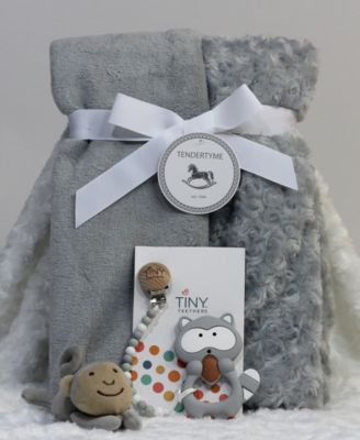 Baby Boys or Baby Girls Blanket, Pacifier Clip, Teether, and Toy, 4 Piece Set 