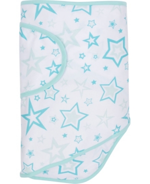 Miracle Baby Boys And Girls Blanket In Aqua Stars With Aqua Trim