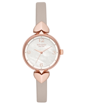image of Kate Spade New York Women-s Hollis Warm Gray Leather Strap Watch 30mm