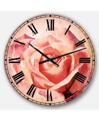 Designart Flowers Oversized Round Metal Wall Clock - Macy's