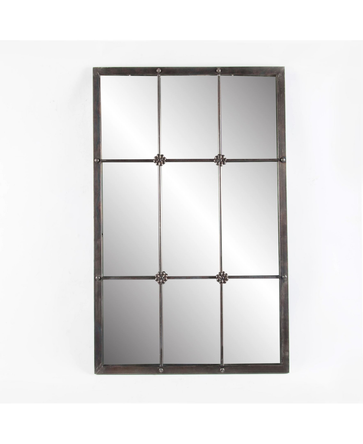Metal Window Frame Wall Mirror - Brown