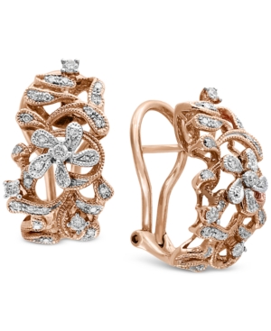 image of Effy Diamond Floral Curved Drop Earrings (3/8 c.t.t.w) in 14k Rose Gold