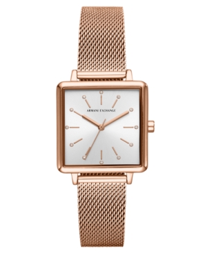 image of AX Armani Exchange Women-s Lola Rose Gold-Tone Stainless Steel Mesh Bracelet Watch 30mm