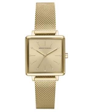 image of AX Armani Exchange Women-s Lola Gold-Tone Stainless Steel Mesh Bracelet Watch 30mm