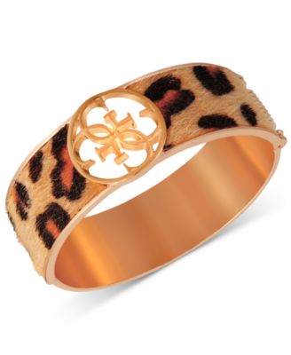 Браслет GUESS с золотым принтом в виде гепарда и животным принтом из искусственного меха GUESS