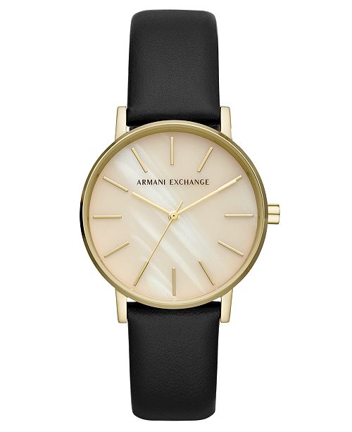 A X Armani Exchange Women S Lola Black Leather Strap Watch 36mm Reviews Watches Jewelry Watches Macy S