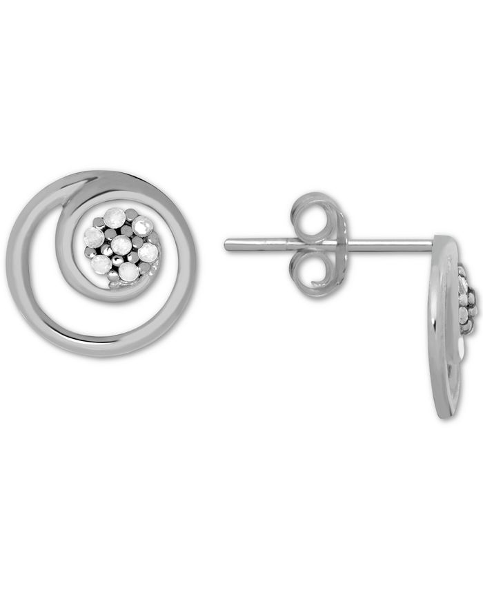 Macy's - Diamond (1/10 ct. t.w.) Swirl Illusion Stud Button Earrings in Sterling Silver