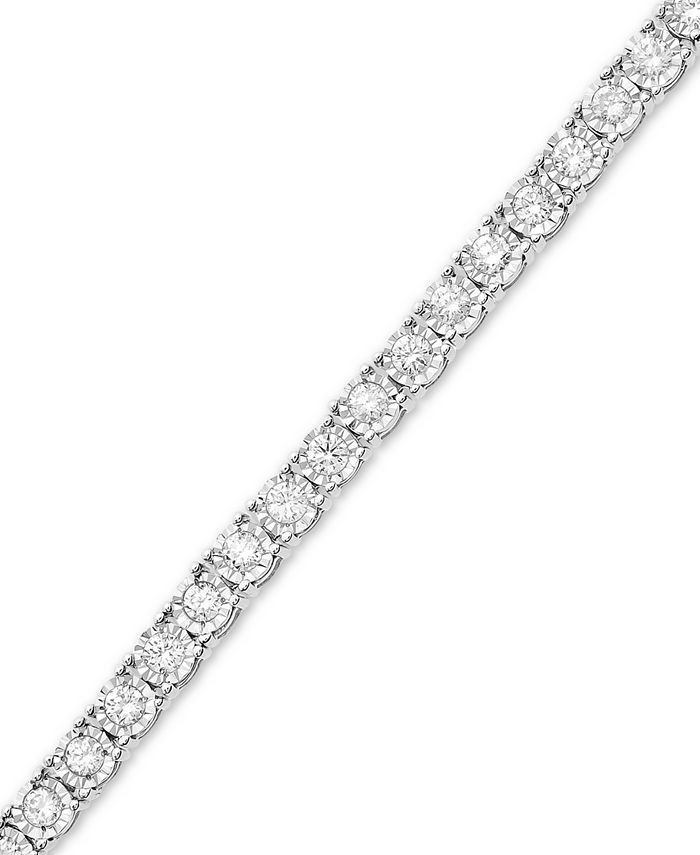 Macy's Diamond Bolo Bracelet (1 ct. t.w.) in Sterling Silver - Macy's