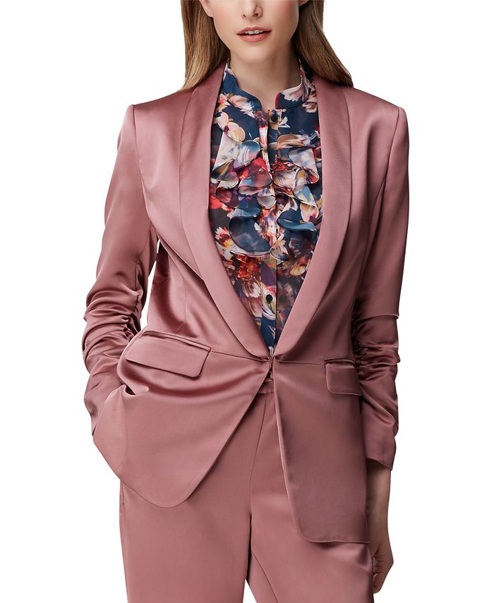 Tahari ASL Scrunched Sleeve Satin Jacket Macy s