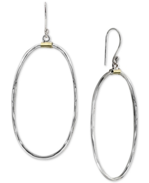 image of Argento Vivo Hammered Oval Drop Earrings in Two-Tone Sterling Silver
