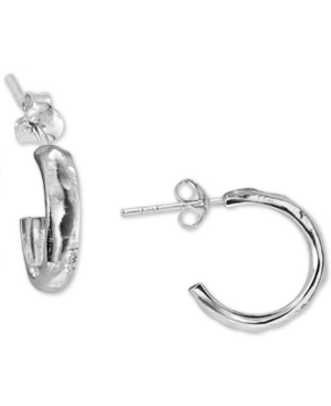 image of Argento Vivo Chunky Hammered Huggie Hoop Earrings in Sterling Silver
