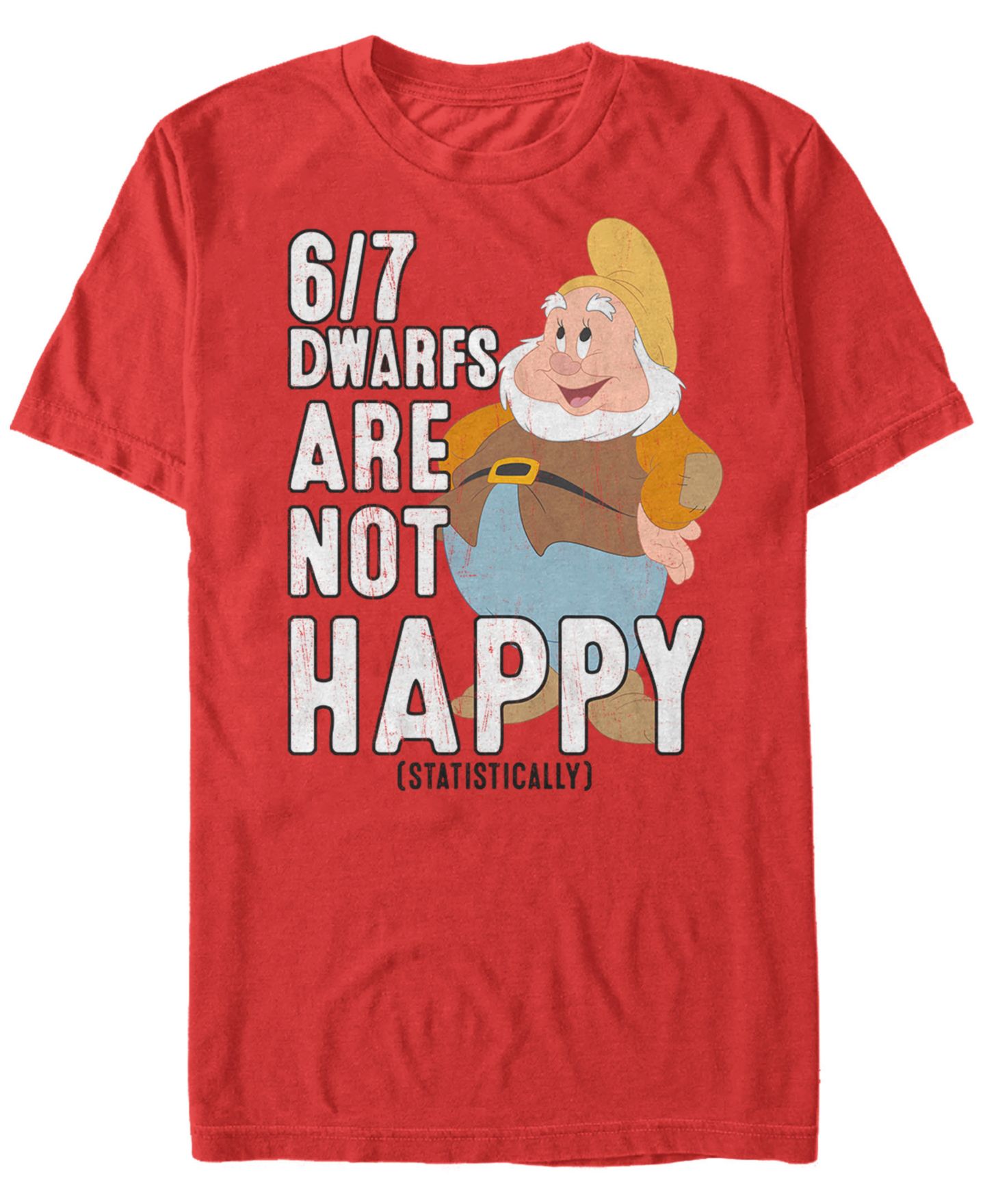 Мужская футболка Fifth Sun Disney Snow White Statistically 6/7 Dwarfs are Unhappy Short Sleeve, цвет: Красный — фото 1