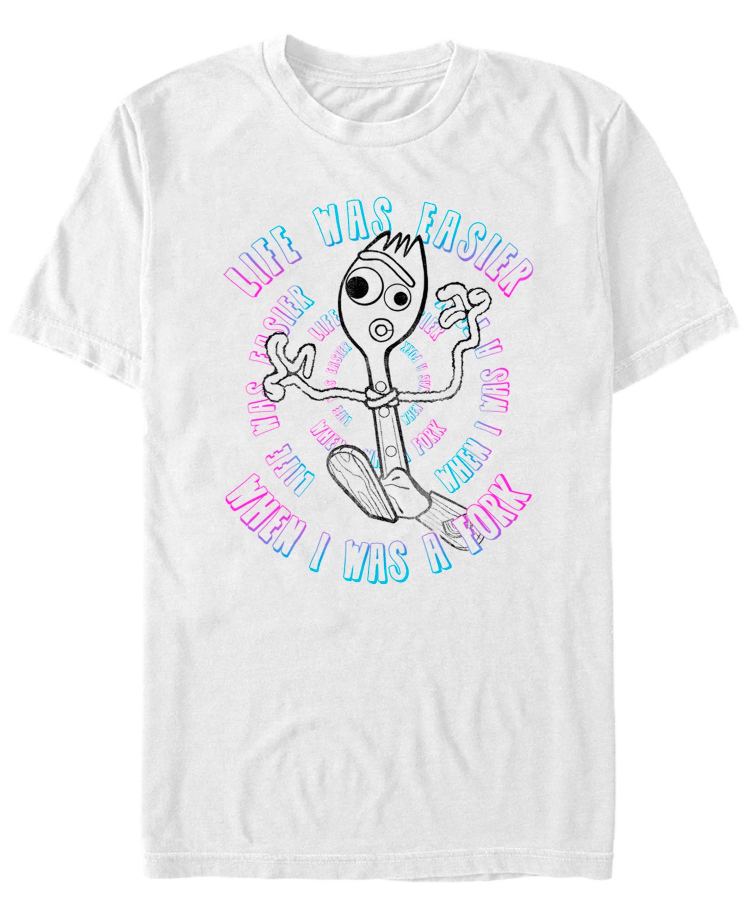 Disney Pixar Men's Toy Story 4 Forky Life Was Easier When I was a Fork Short Sleeve T-Shirt