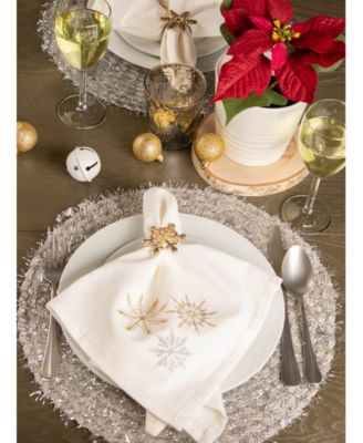 Sparkle Snowflakes Embroidered Napkin, Set of 6