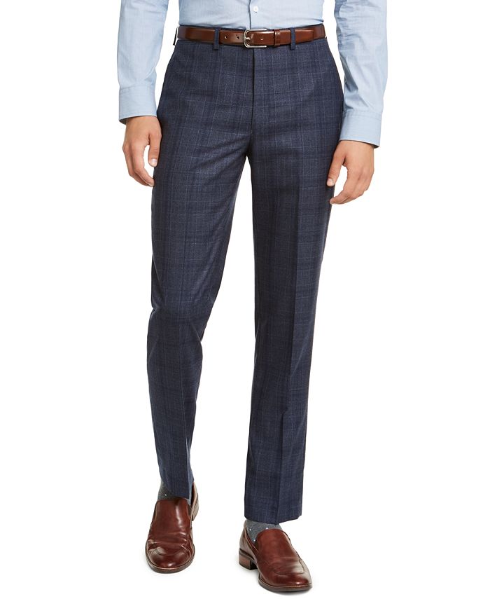 Calvin Klein Men's Slim-Fit Blue Plaid Suit Pants - Macy's