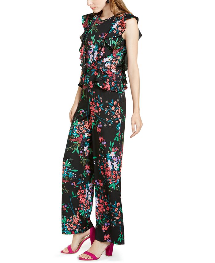Trina Turk Floral-Print Ruffled Jumpsuit - Macy's