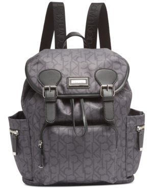 Calvin Klein Signature Double Buckle Backpack In Asphalt/black/silver