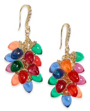 image of Inc Gold-Tone Pave & Multicolor Lightbulb Drop Earrings, Created for Macy-s