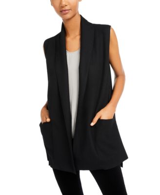 eileen fisher long shawl collar vest