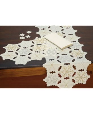 Embroidered Snowflakes Table Runner