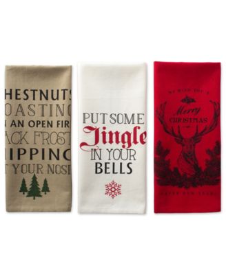 Assorted Stag Christmas Print Dishtowel Set